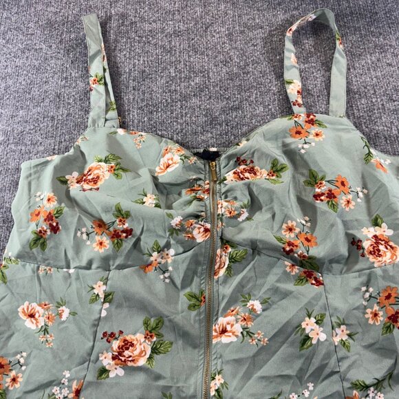 New Glory Tank Top Women's 2X Green Floral Zippered padded Bustier Top - Picture 4 of 7